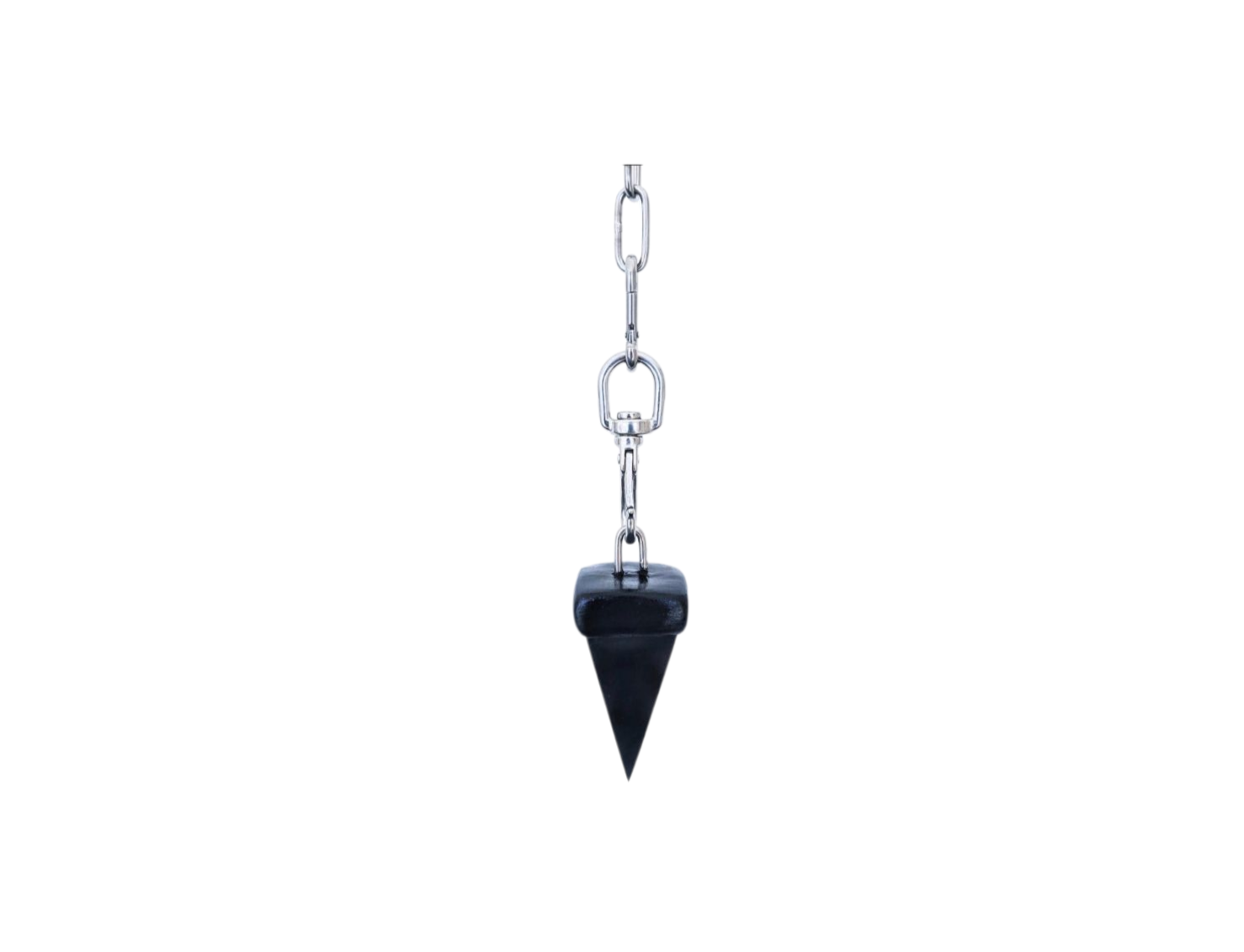 Black pendulum with chain on a white background