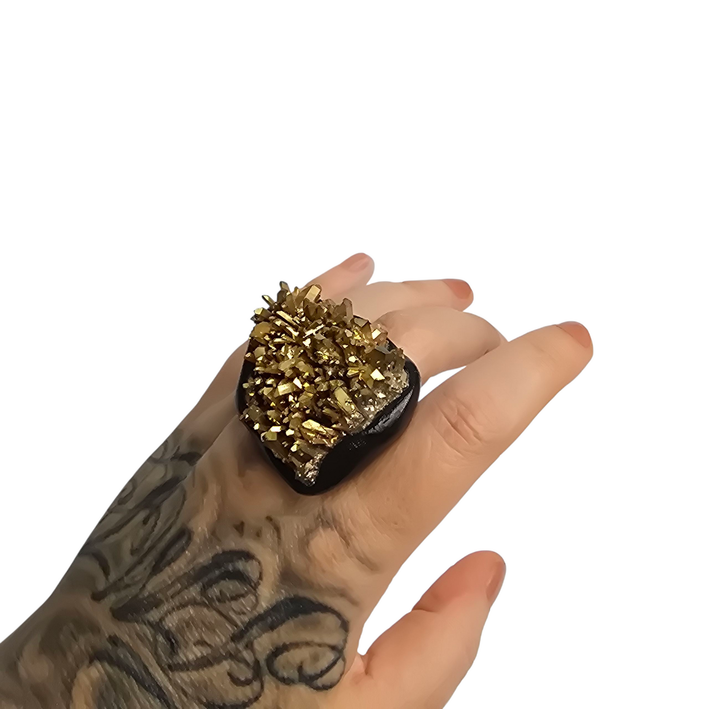 TITANIUM QUARTZ RING size 9
